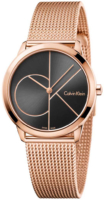 Calvin Klein Naisten kello K3M22621 Minimal Musta/Punakultasävyinen